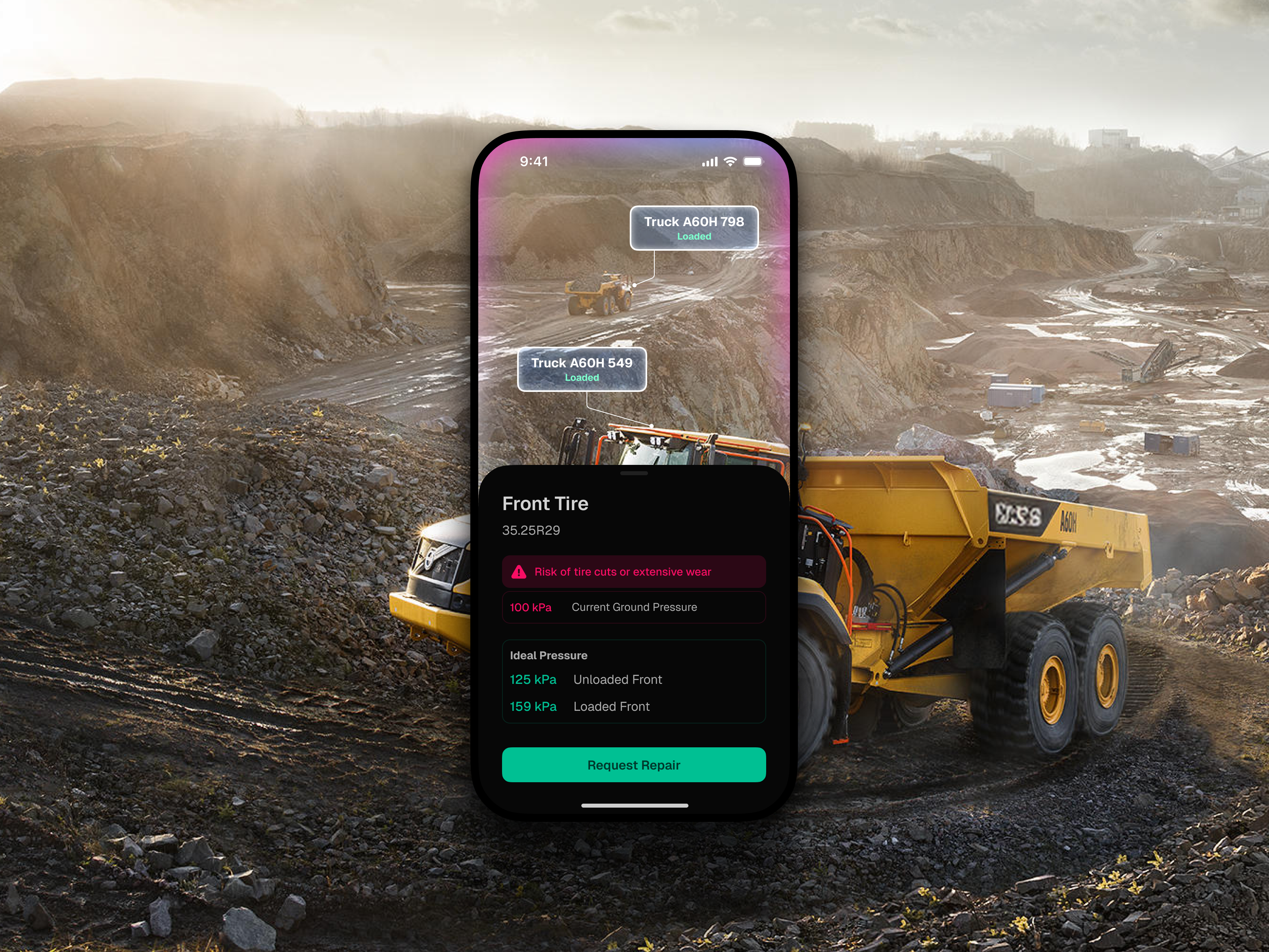Smart Safety concept: augmented-reality guidance overlay on machinery.
