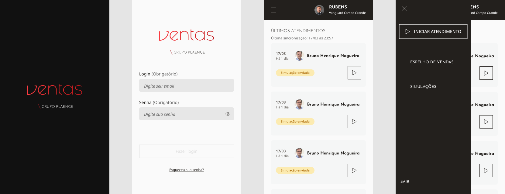 Product screen: calendar and daily agenda view.